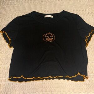 Romwe Pumpkin Stitch Crop Top